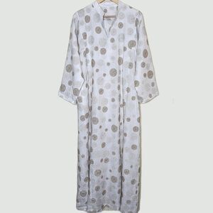 ORIENT 499 Silver & Gold Metallic Medallion Embroidered Kaftan • Small